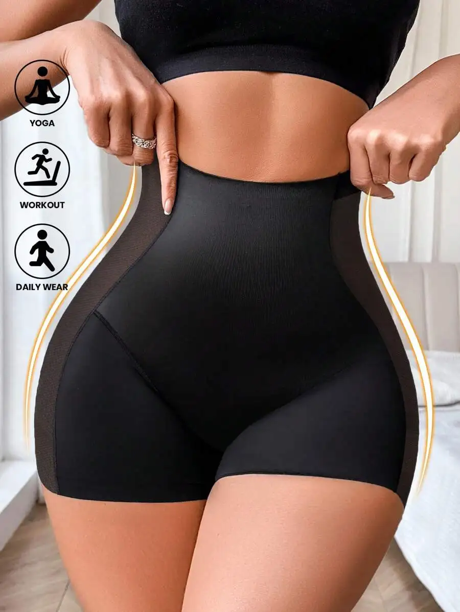 

High-Waist Shaping Shorts For Women With Mesh Side Panels, Tummy Control Compression Underwear, Breathable 4-Way Stretch