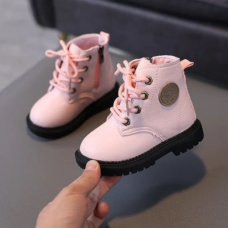 Boy Short Boot Fashionable Soft Kid Shoe for Girl Baby Leather Boot Plush Warm Cotton Shoe Winter Shoe for Girl Kid Zapatos Niña