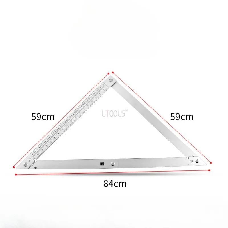 45 ° Folding Triangle Ruler Multifunctional Thickened Ruler Body Aluminium Alloy Large Triangular Ruler Woodworking Drawing Tool