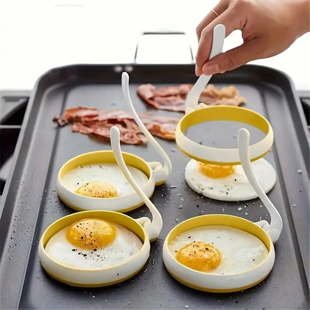 2pcs/set, Silicone Egg Ring, DIY Fried Egg Mold, Creative Kawaii Egg Mold, Kitchen Outdoor Cooking Accessories