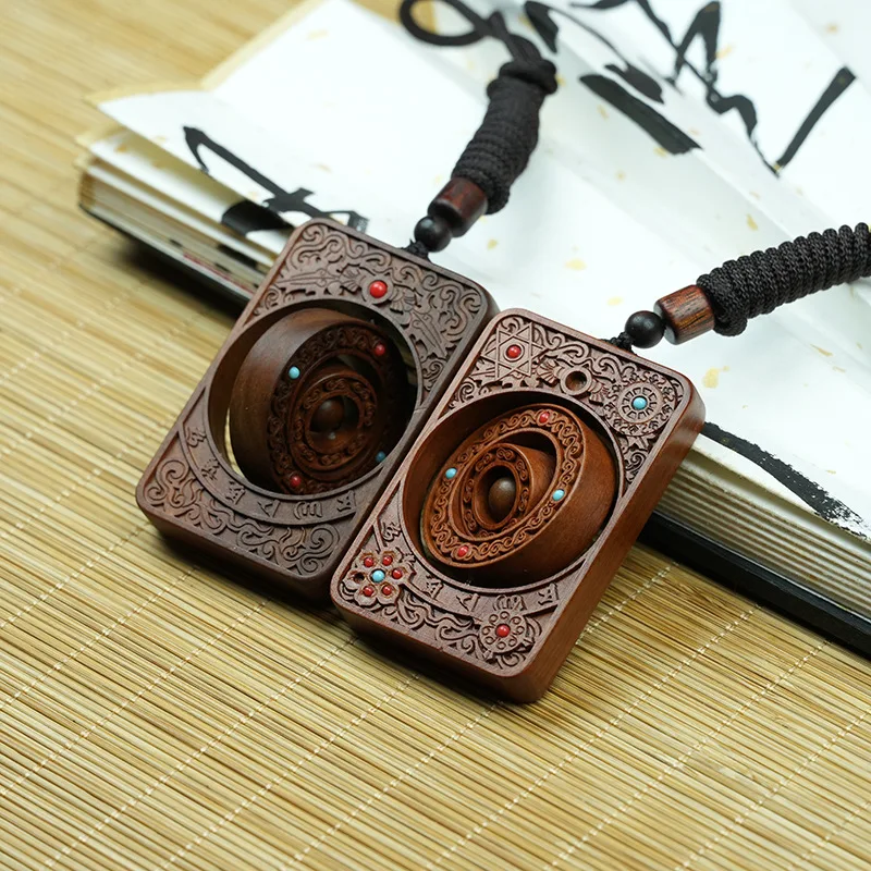Chinese Style Natural Thunder Struck Jujube Wood Pendant Hand Carved Wushi Peace Plate Lucky Fortune Blessing Good Luck Transfer