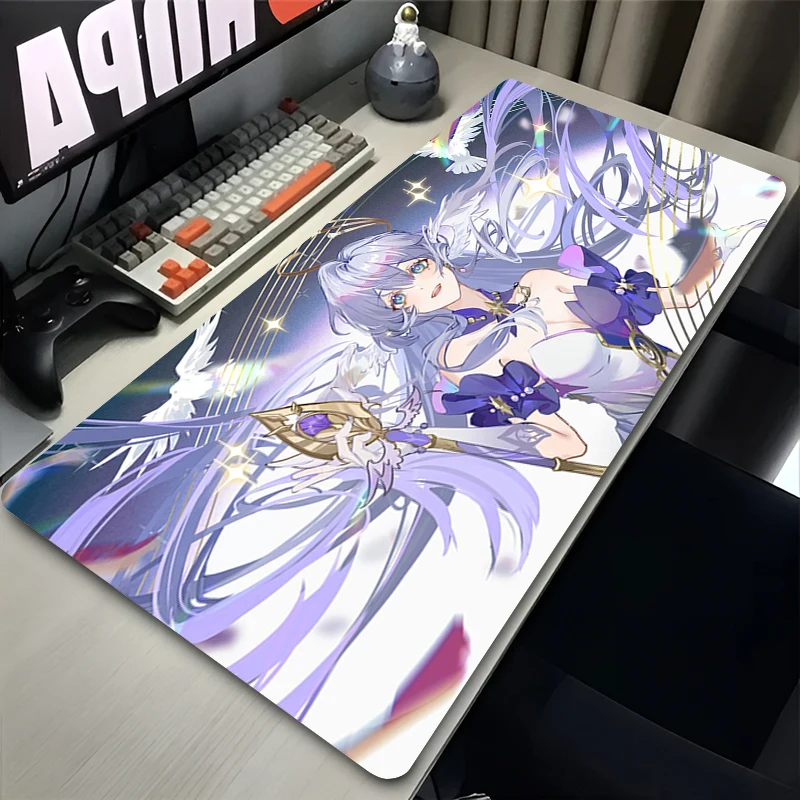 Honkai Star Rail Robin Muismat Computer Kawaii Anime Bureaumat Groot Paars Meisje Muismad Xxl Laptop Gamer Kast Toetsenbord Tapijt