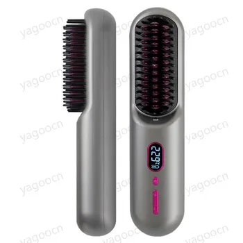 Image Wireless Negative Ion Hair Straightener Styling Comb Cordless Mini Hair Straightener Brush for Women Travel Styling