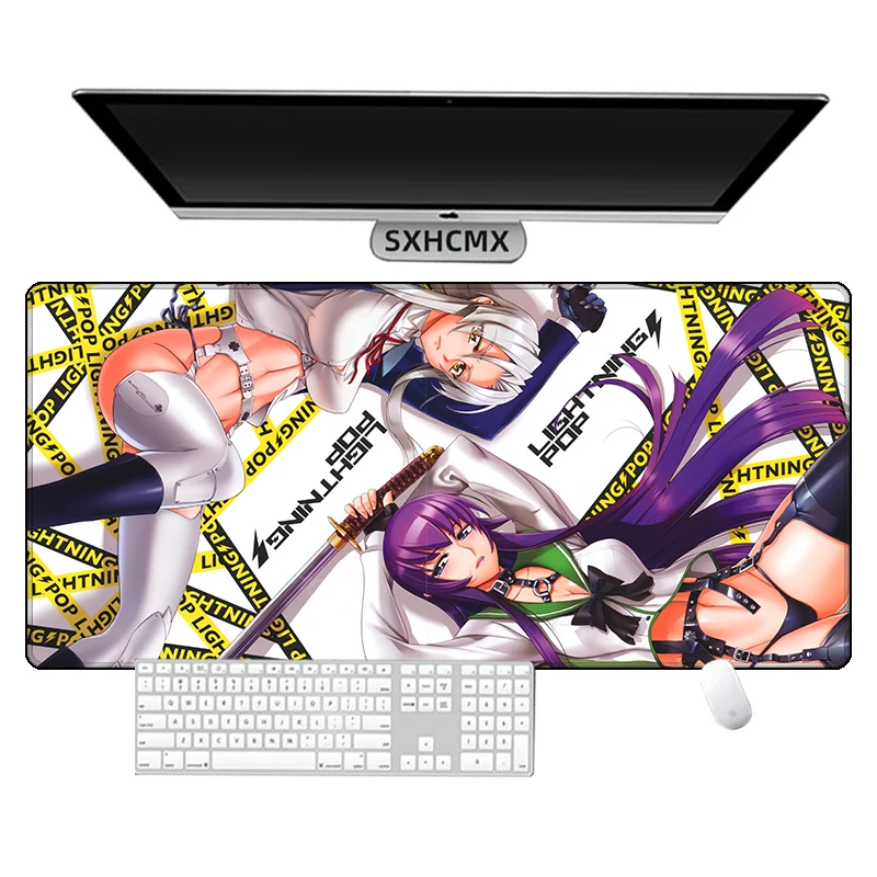 Gaming Mouse Pad Anime Highschool of The Dead Grande Desk Pad Oficina Computer Gamer Accessories Stitch Edge Rubber Keyboard Mat