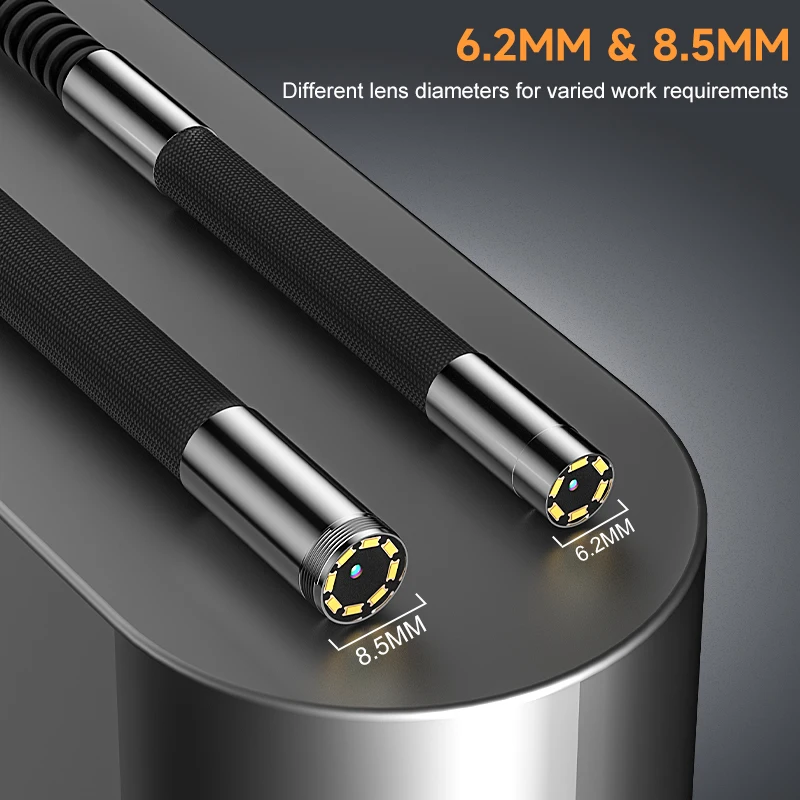 اتجاهين 180 °   منظار التوجيه 1080P 6.2/8.5 ملم كاميرا فحص بوريسكوب محمولة باليد للهواتف الذكية iOS/Type C