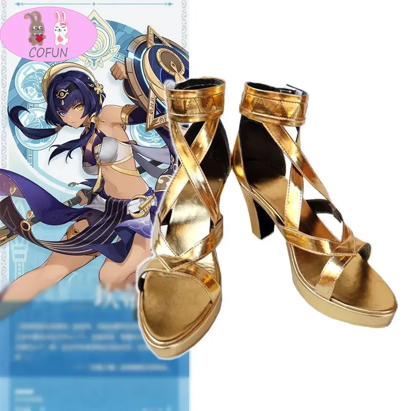 COFUN Genshin Impact Candace Cosplay Schoenen Laarzen Spel Halloween Spel Genshin Hoge Hak Schoenen Vrouwen Mannen