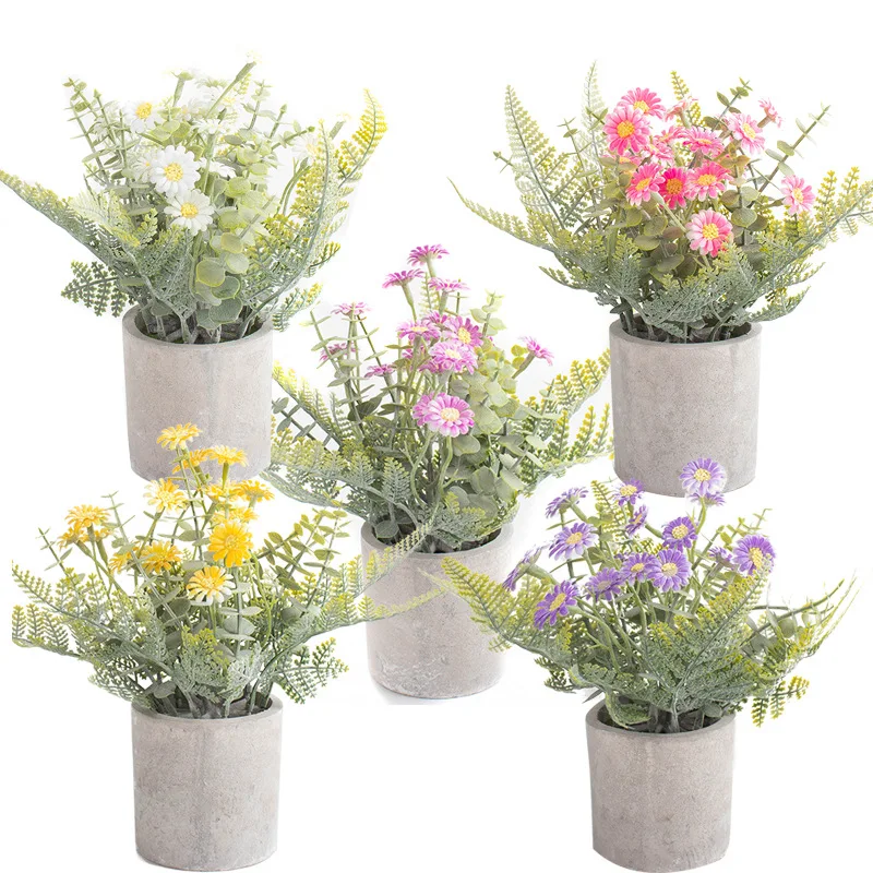 

Artificial Plant Daisy Potted Home Decor Simulation Flower Tabletop Bonsai Party Supplies Room Decor Aesthetic Hogar Rustico