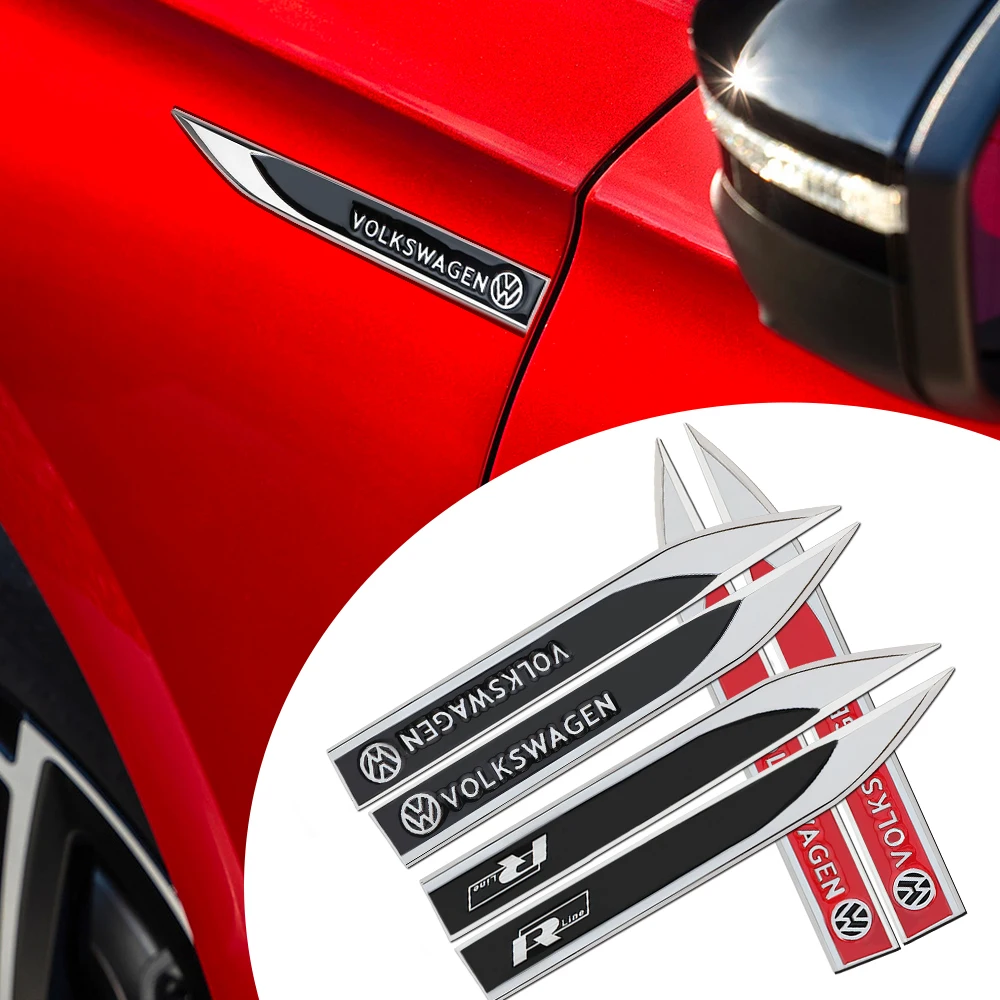 

2pcs Car Fender Side Wing Auto Emblem Sticker Accessories For Volkswagen VW R-line R GTI Polo Golf MK8 Touareg Passat Magotan CC