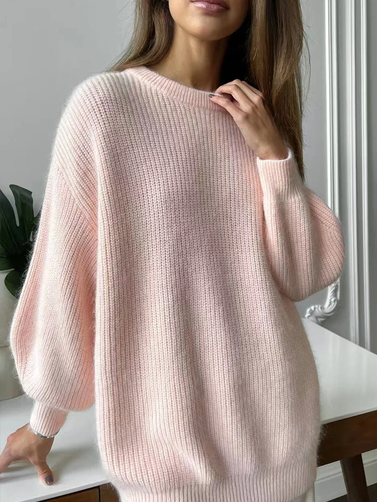 Hirsionsan Soft Warm Knitted Cashmere Sweaters Women 2023 New Winter Loose Solid Female Pullovers Basic Knitwear Jumper  12color