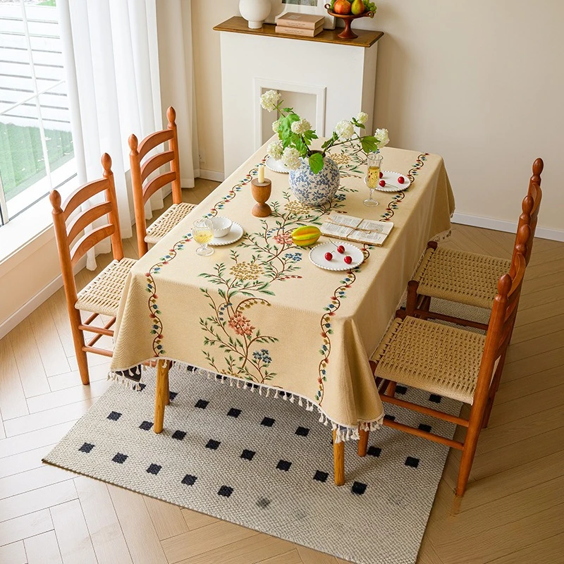 French atmosphere tablecloth, flower fringed dining table cloth, living room coffee table dust-proof