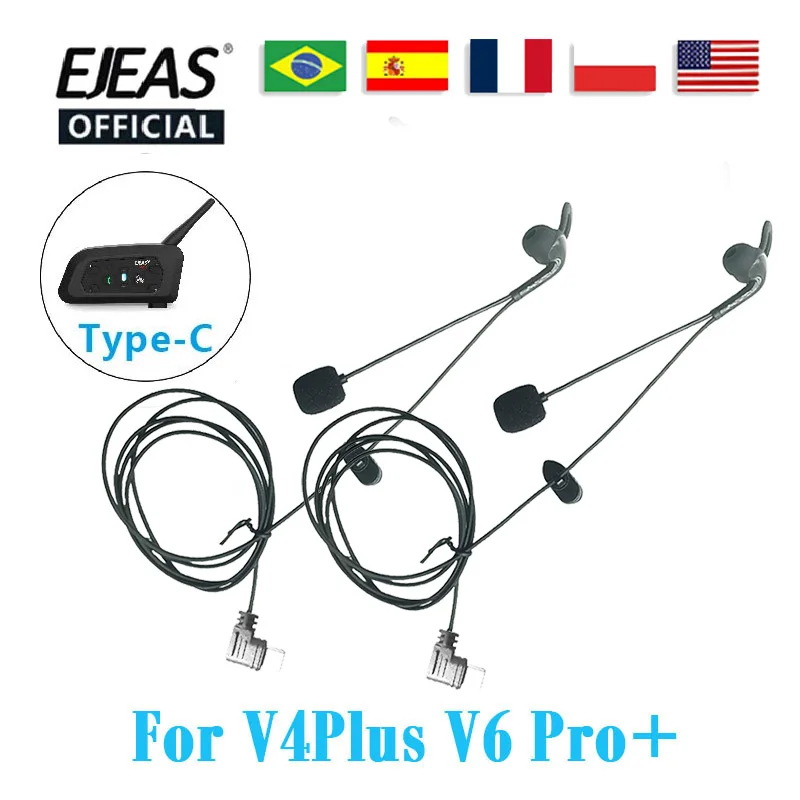 2PCS EJEAS Type-C Interface In-Ear Headphones, Suitable For V6pro+/V4 Plus Motorcycle Helmet Headset V6Cpro+/V4C Plus