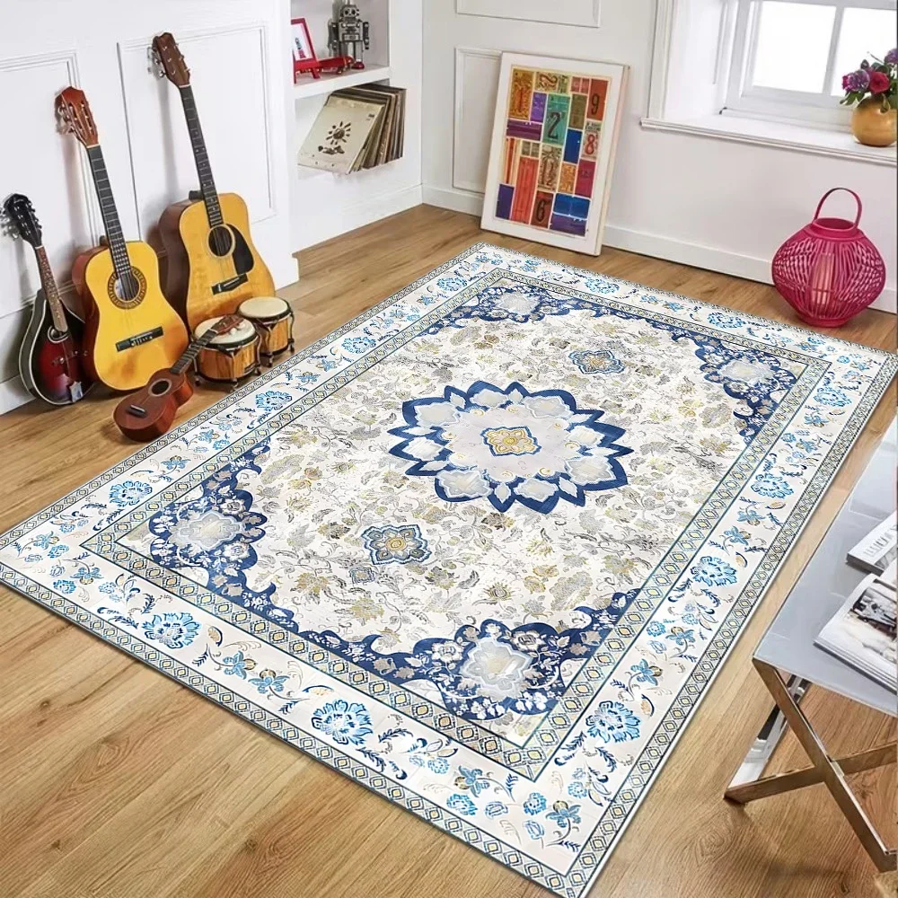 Living Room Bedroom Rug Vintage Floral Pattern Non Slip Machine Washable Thick Carpet Home Decor  Carpets for Living Room Rug