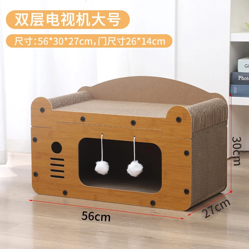 Cat Scratching Board and Cat House All-in-One, Extra-Large Cat Villa, Wear-Resistant and Non-Shedding, Wall-Mounted - view 2
