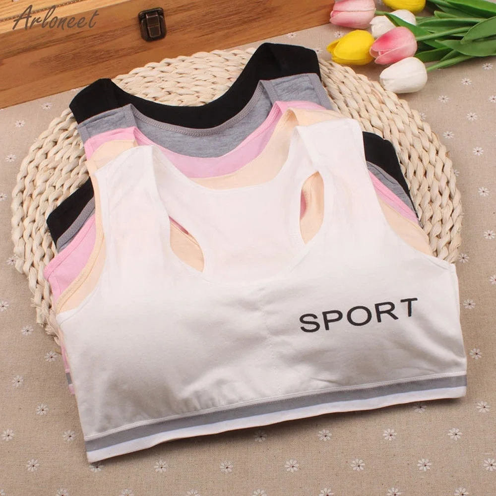 

5pc/Lot Girls Camisoles Letter Pattern Little Girl Sports Cotton Kids Underwear Vest Soft No Ring Children Training Bras