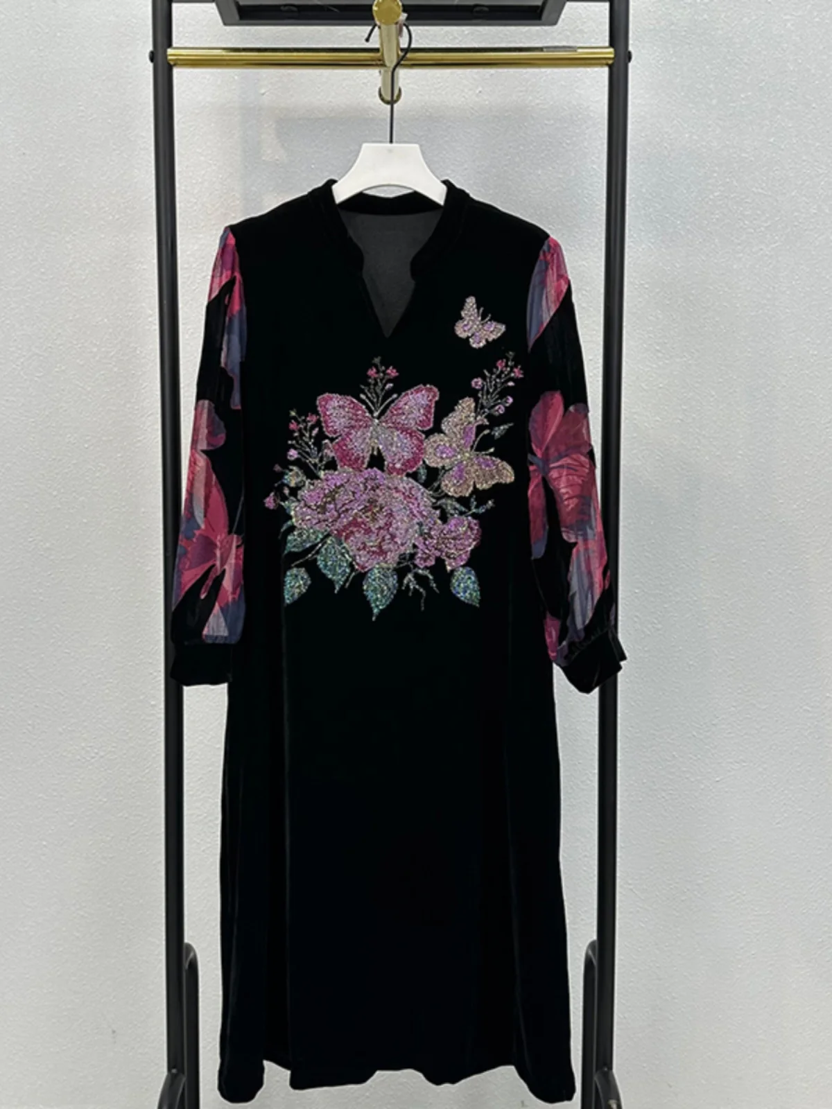 

Элегантная бархатная юбка с тяжелой вышивкой и стразами, осенне-зимняя, облегающая, модная, базовая, для мам