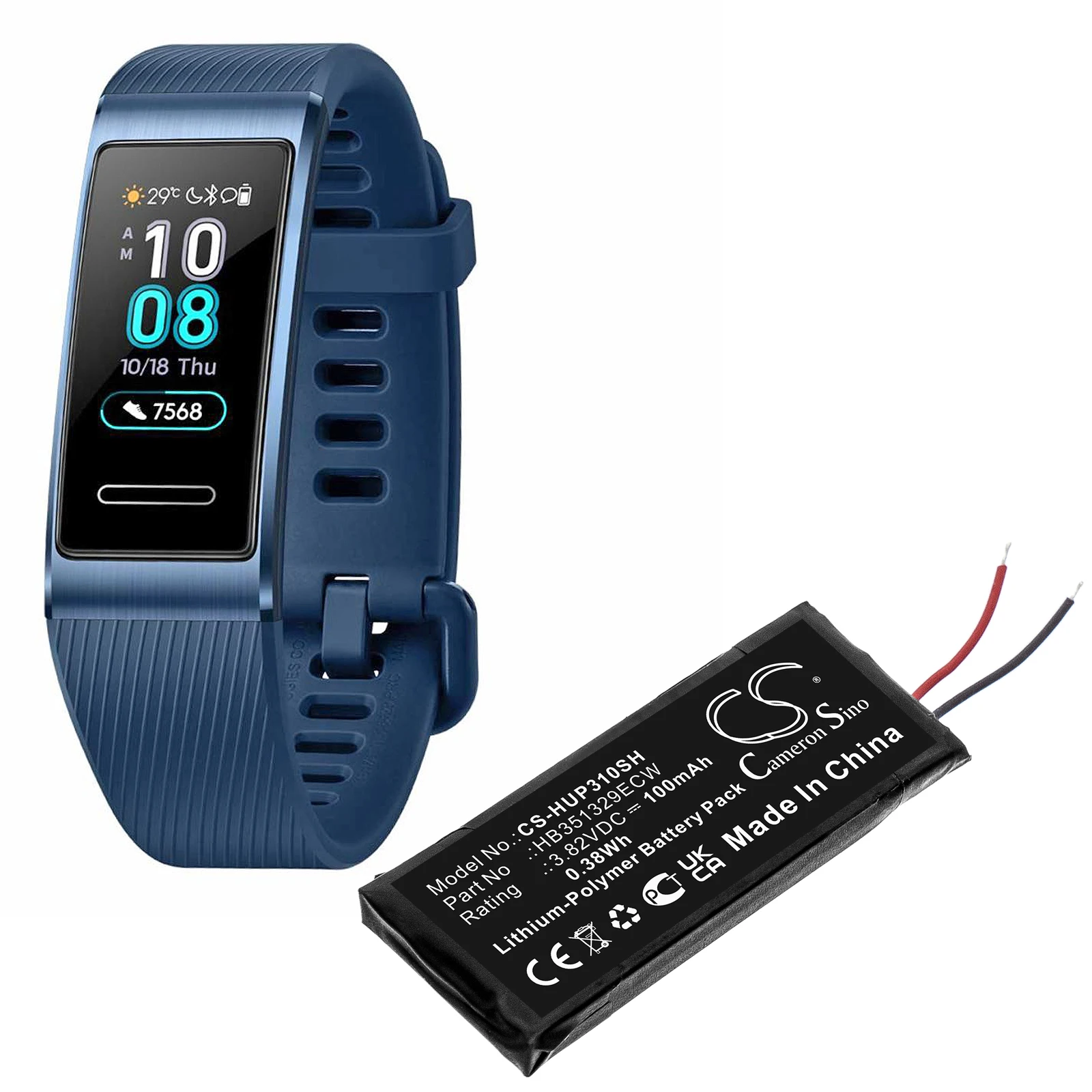 

Smartwatch Battery 3.82V 100mAh HB351329ECW for Huawei Band 3 Pro, 740mAh HB672836EEW for Huawei Watch GS Pro, Watch 4x, 4s