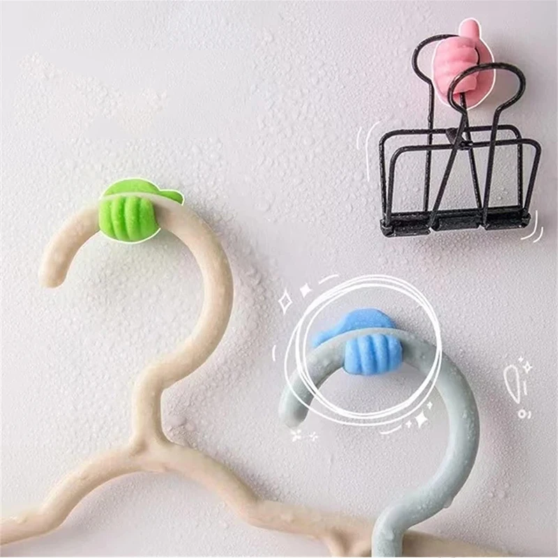 1/4/10PCS Thumb Hook Simple Cartoon Wall Hook Free Punching Creative Cute Traceless Hook Multi-Color Data Line Storage Hook