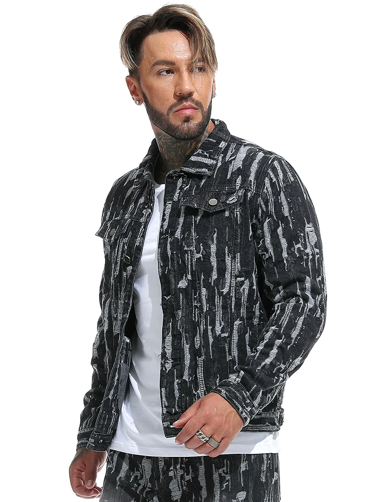 

Faionable Thiened Waed Denim Jaet for Men Casual Loose Fit Turn-down Collar Autumn Winter Outerwear with kets