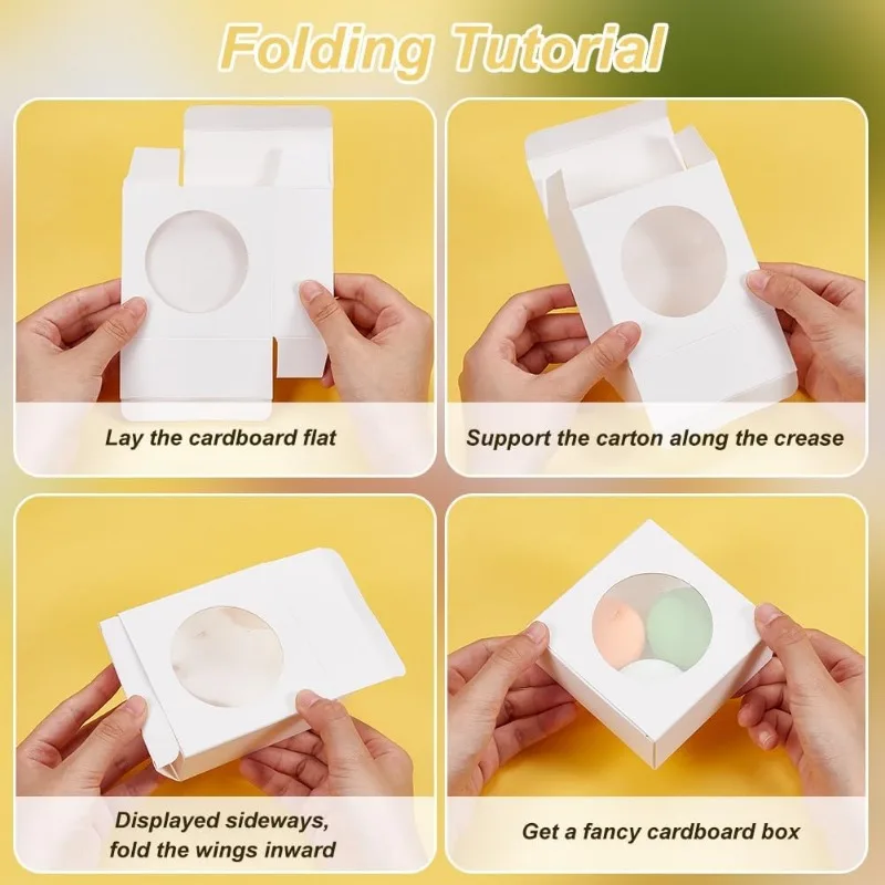 صناديق ورقية مربعة بنافذة مستديرة ، صناديق مخبز بيضاء من ورق الكرافت ، صناديق تعبئة هدايا لكعكة الحلوى ، من من 24 عبوة #4