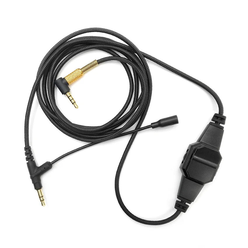 1pc 2m Length 3.5mm Plug Computer to Gaming Headset Connection Cable Connecting Wire with Mic & Clip for Boom Microphone V-MODA