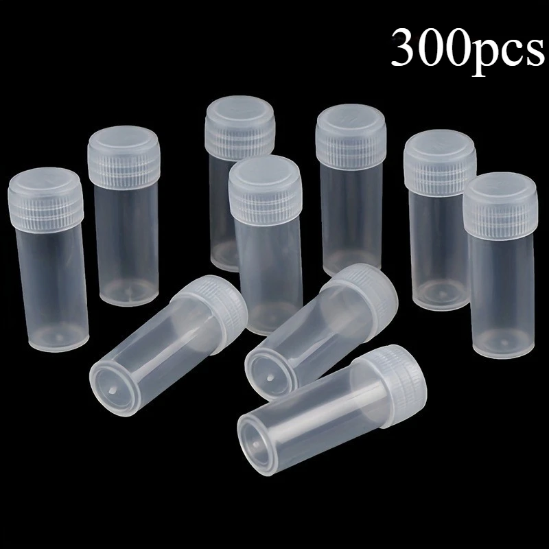 300pcs 5ml Translucent Plastic Test Tubes - Leak-Proof, Portable, Ideal for School Chemistry Supplies & Pills