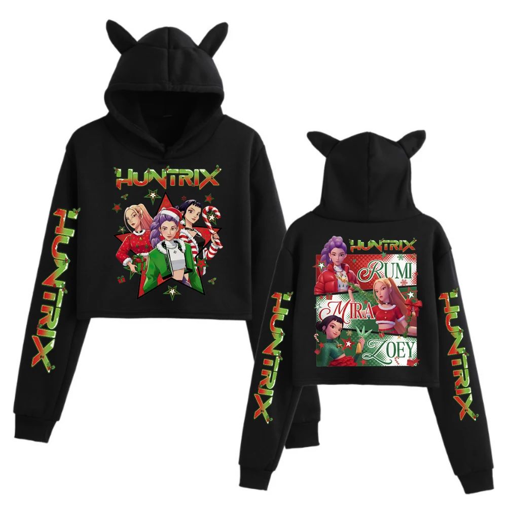 K-pop デーモンハンターズ クリスマス クロップトップス 猫耳 ガールズ ファッション スウェットシャツ クリスマスギフト