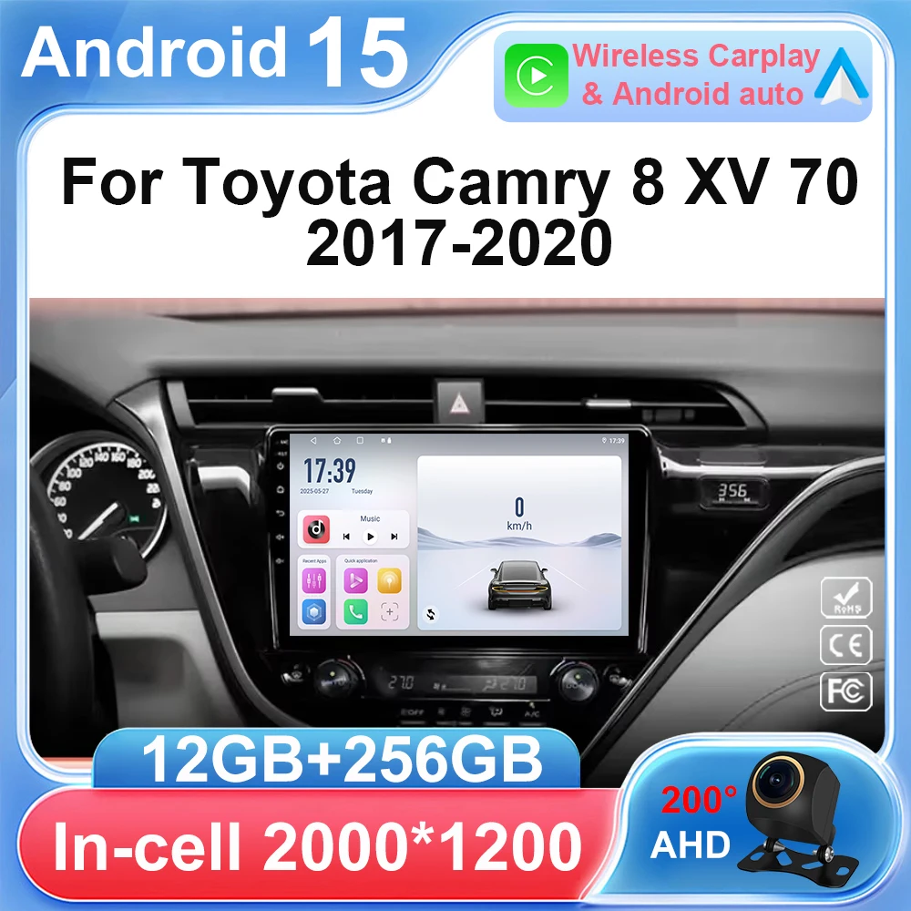 

2K Incell Screen Android 15 For Toyota Camry 8 XV 70 2017 - 2020 Car Dvd Radio Stereo Multimedia Player GPS Navigation 2din DVD