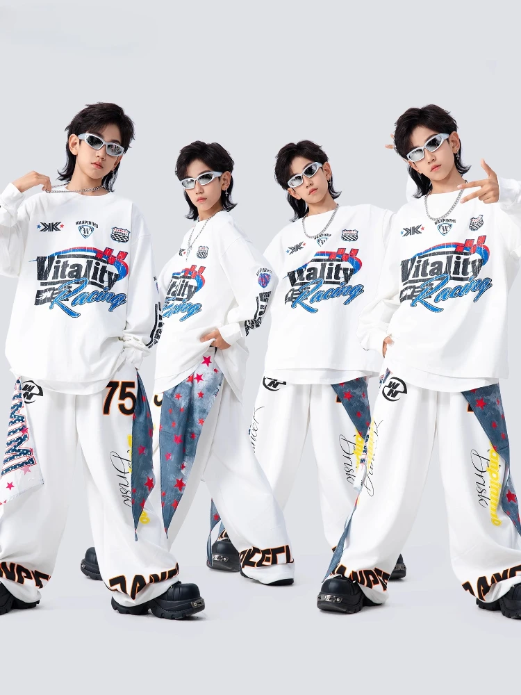 

Boys Jazz Dance Performance Costumes Loose Sweatshirt Baggy Pants Cool Kpop Outfits Group Modern Hip Hop Street Dance Clothing