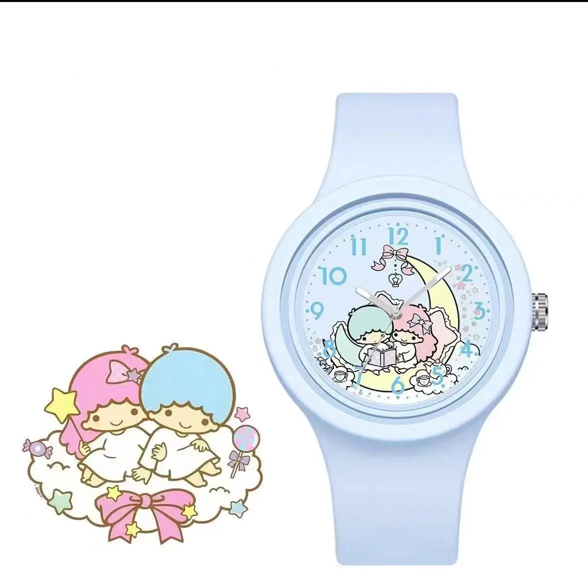 New Sanrio Watch Kuromi Hello Kitty Cinnamon Silicone Strap Quartz Casual Cartoon Melody Watch Children\'s Growth Girl Birthday G