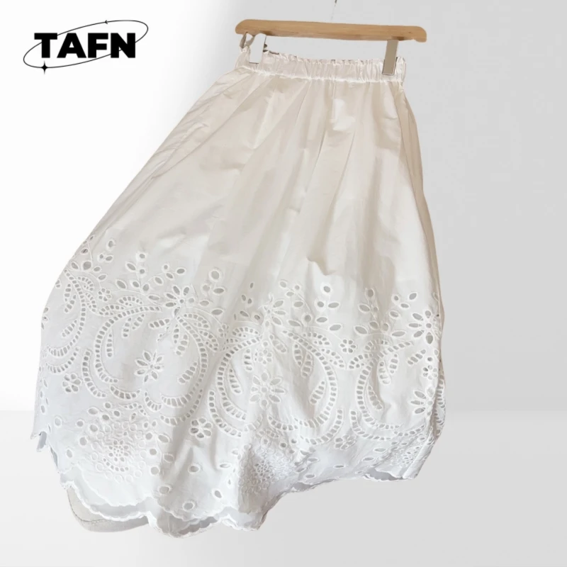 Textura avançada na moda confortável refinado High Street elegante saia jeans de cintura alta – azul clássico para atemporal AF2508