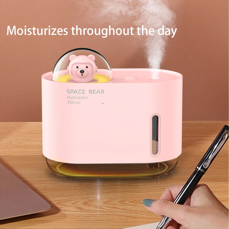 300ML USB Cartoon Space Bear Portable Humidifier Incense Maker Mini Desktop Air Atomization Humidifier Household Silent Sprayer