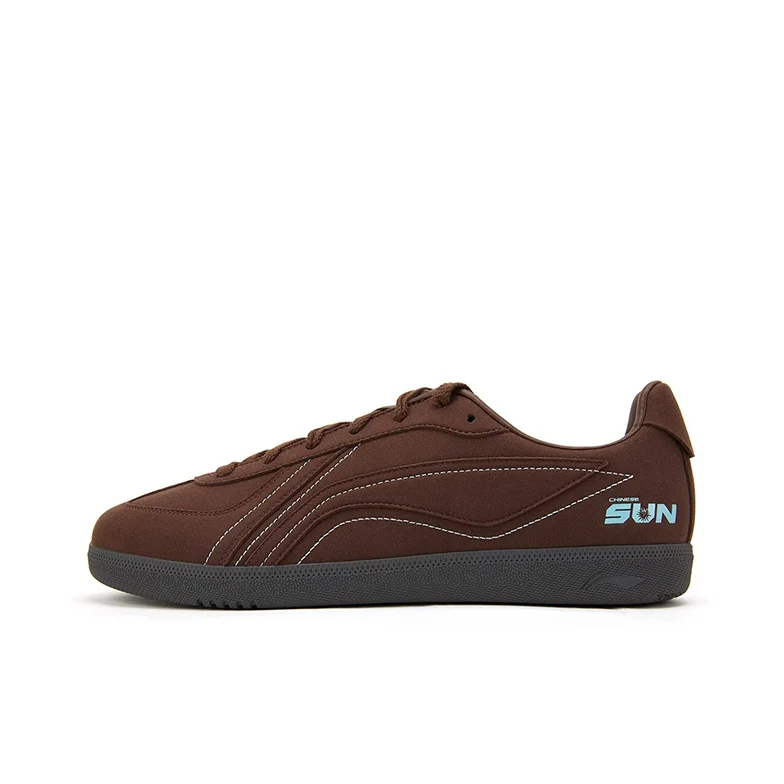 Li-Ning Abrasion-Resistant Lightweight Slip-Resistant Low-top German Army Trainers Unisex Hazelnut Chocolate Brown YLLW011
