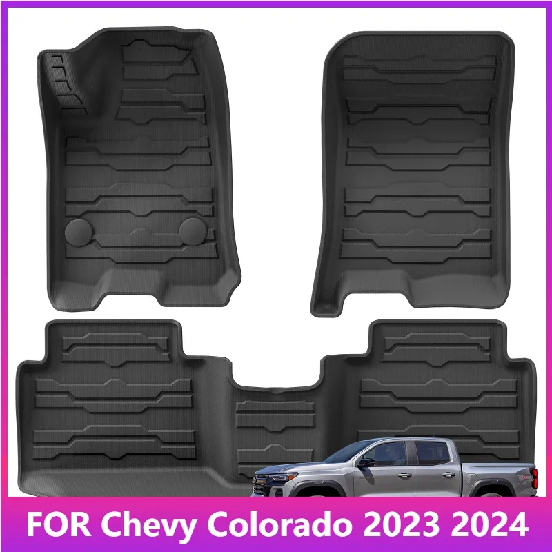 

Floor Mats For Chevrolet Chevy Colorado 2023 2024 GMC Canyon Car Mats 3D TPE Foot Pad Set All Weather Auto Accessories
