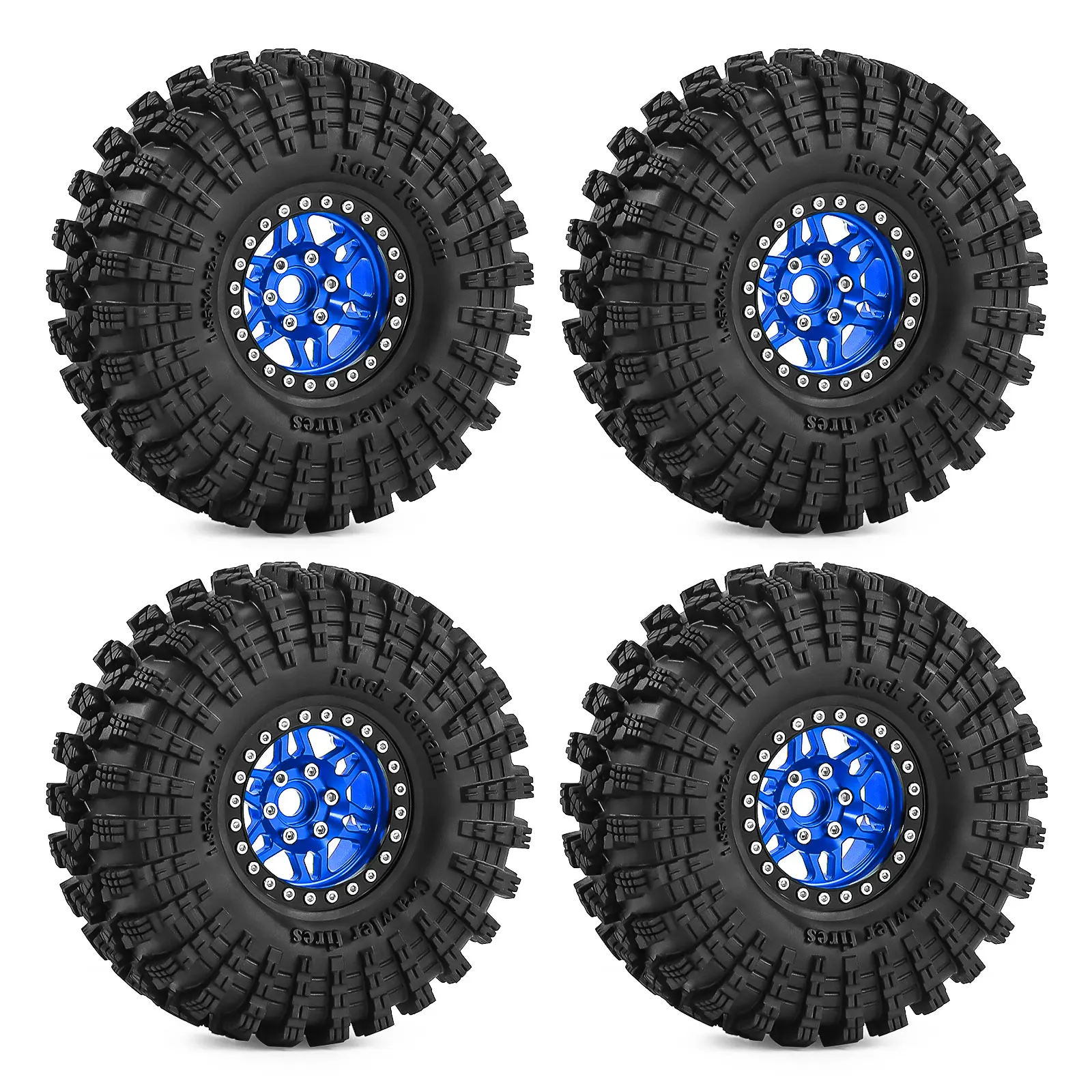 1.9 Inch Beadlock Wheels Tires 12mm Hex for TRX4 SCX10 Capra Axial SCX24 Traxxas Enduro RC Crawler Truck Upgrade Parts 4