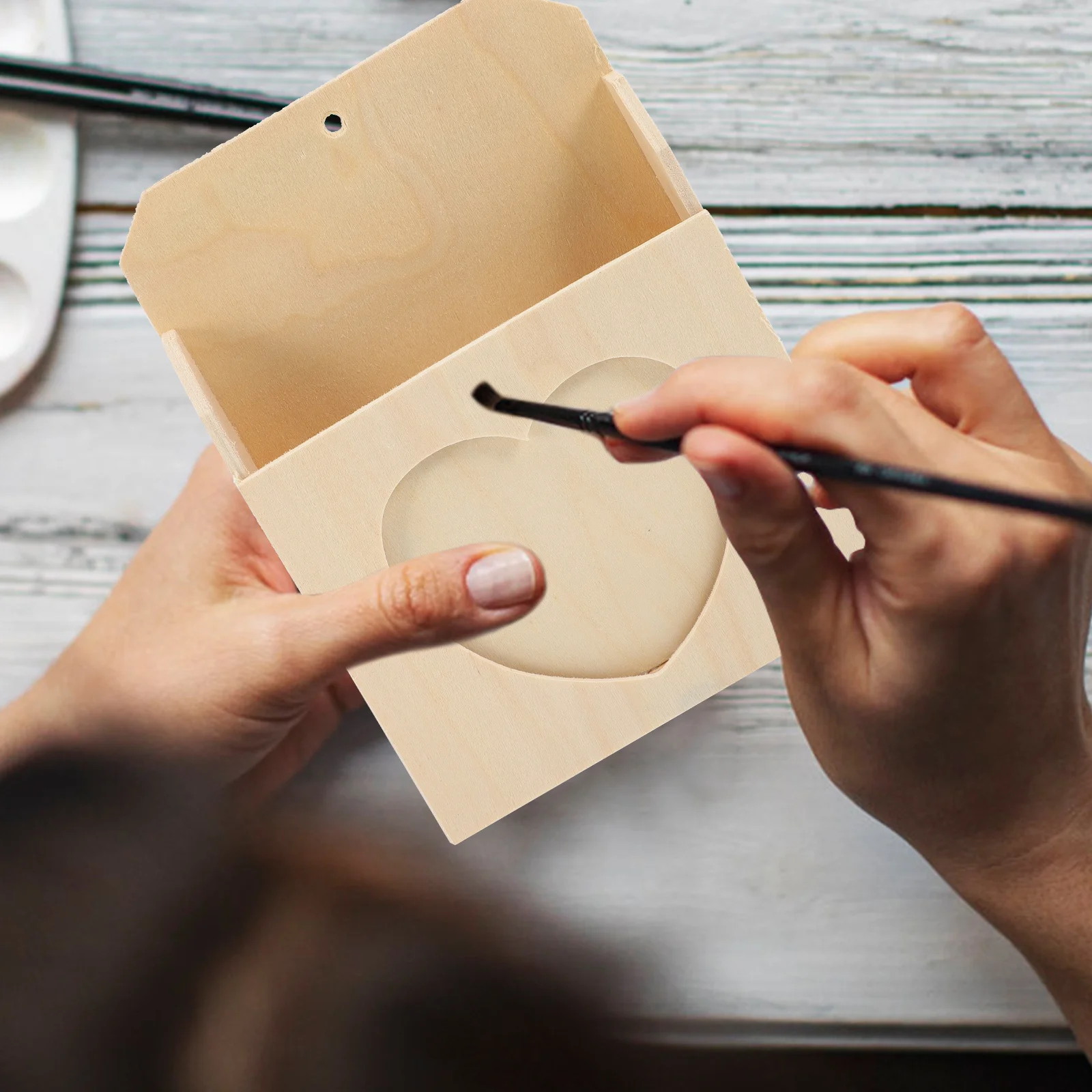 2 قطعة صندوق تخزين مغلف خشبي فارغ لتقوم بها بنفسك منظم الحرف اليدوية حامل تعليمي لتلوين مجوهرات الصور القلم #1