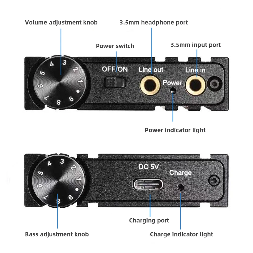 HIFI headphone amplifier Portable Hifi Earphone Amp With Bass Volume Control For MP3/MP4/Phones/Digital Player Durable