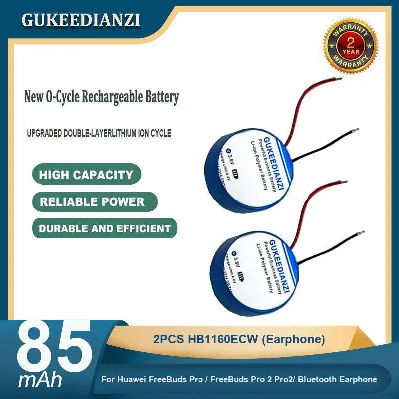 Batterie d'écouteurs haute capacité 85mAh, 2 pièces, HB1160ECW (écouteurs), pour Huawei FreeBuds Pro / FreeBuds Pro 2 Pro2/écouteurs Bluetooth