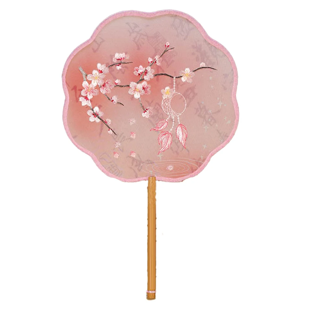 Embroidered Group Fan Ancient Style Fan Summer Long Handled Tassel Dance Hanfu PalaC E Fan Children\\\\\\\'s Cheongsam Round Fan