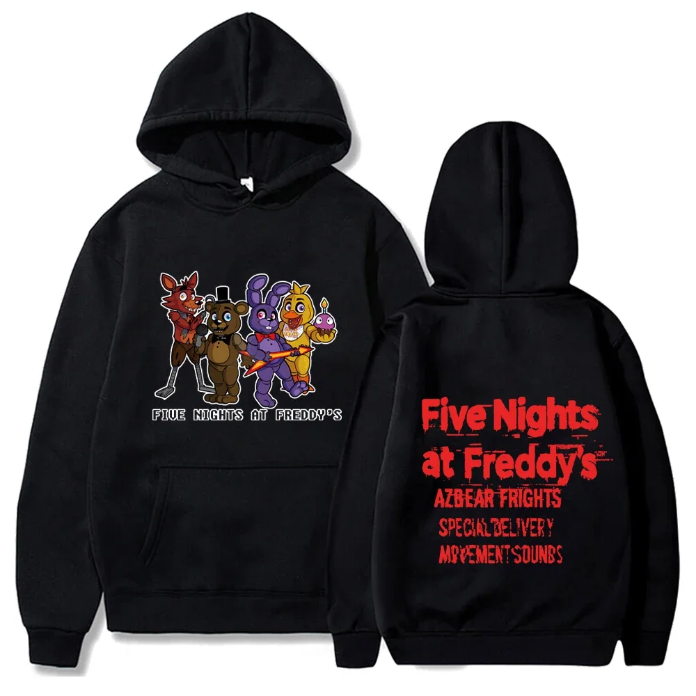 Felpe con cappuccio Five Night Streetwear FNAF Felpe con cappuccio in pile manica lunga Y2K Pullover Uomo Donna High Street Harajuku Felpa con