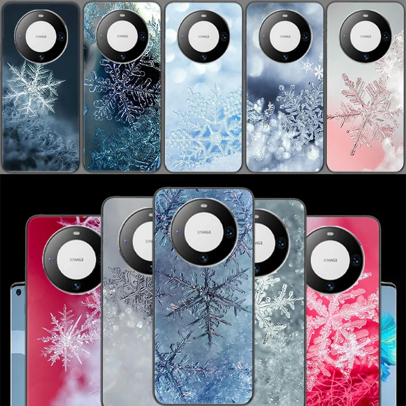 Snowflake Winter White Snow Christmas Phone Case For Huawei P40 Lite P50 Pro P30 P20 P10 Y5 Y6 Y7 Y9 2019  Mate 30 20 Pro 10 Lit