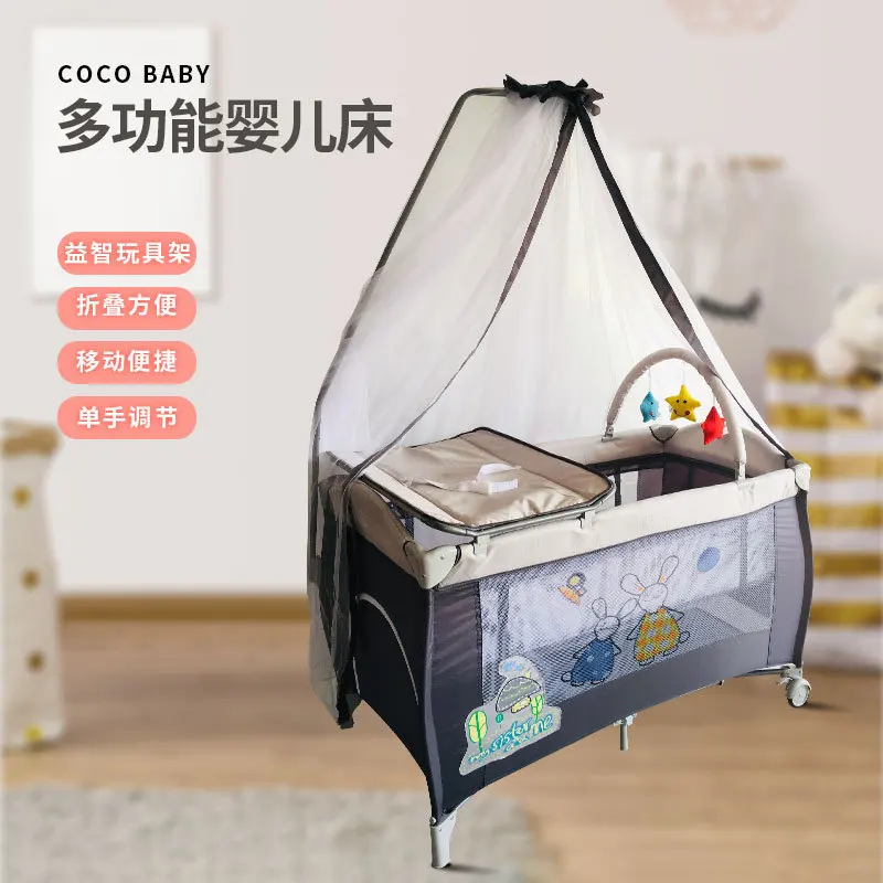 Crib Wholesale Bed Midbed Foldable Portable Baby Bed Baby Care Table Diaper Table with Mosquito Net