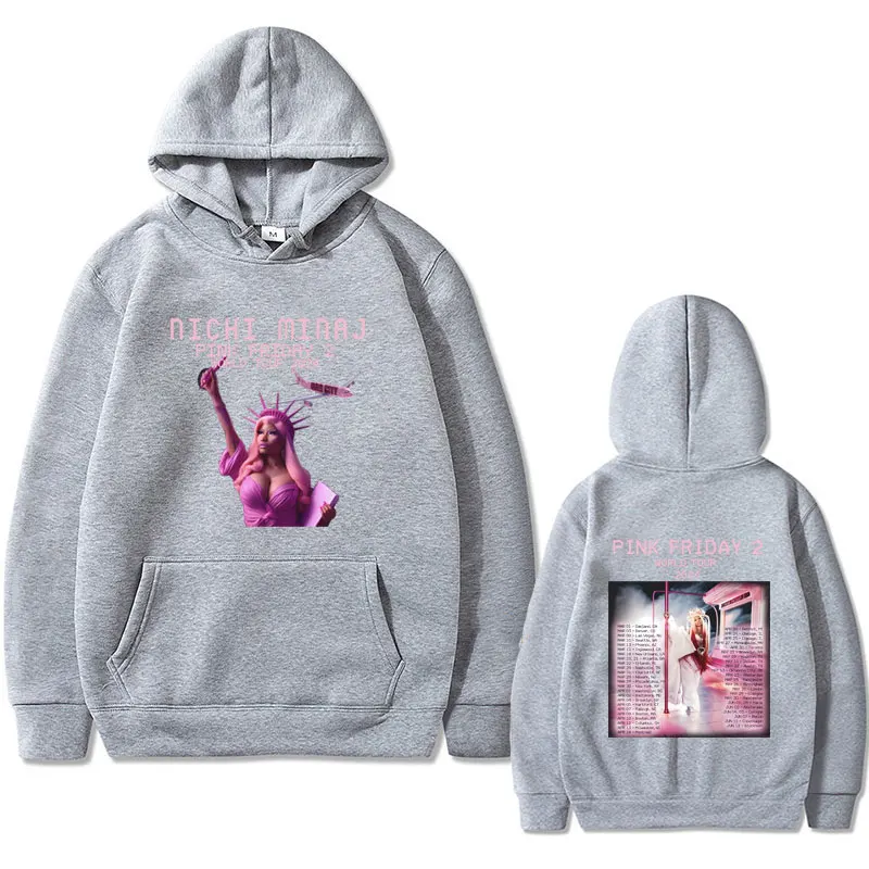 Rapper Nicki Minaj Pink Friday 2 2024 World Tour Graphic Hoodie Men Women Hip Hop Oversized Sweatshirt Unisex Casual Hoodies