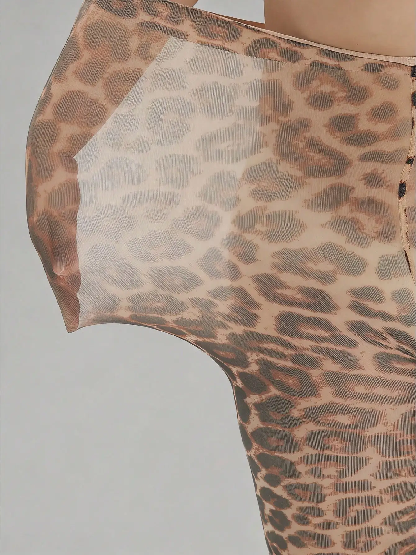 1 Pair Women Plus Size Leopard Print Nylon Pantyhose, Durable for Casual Fashion Outfits