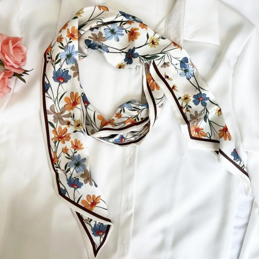 軽量シルクヘッドスカーフ 女性用 エレガントなヘアファッション ヘッドラップ 日常着に最適 スタイリッシュなネクタイアクセサリー 春に最適