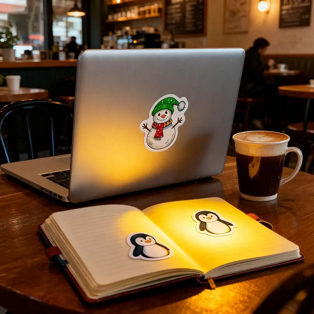 

Новые 100 шт. наклейки со снеговиком неправильной формы, клейкие рождественские наклейки с героями мультфильмов, водонепроницаемые подарочные бирки, подарочная упаковка