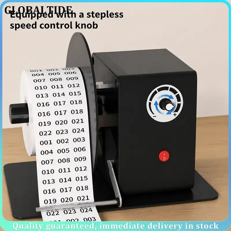 Automatic Label Rewinder 12V Self-Adhesive Barcode Paper Electric Label Rewinding Machine Label Spooler for Retail Food