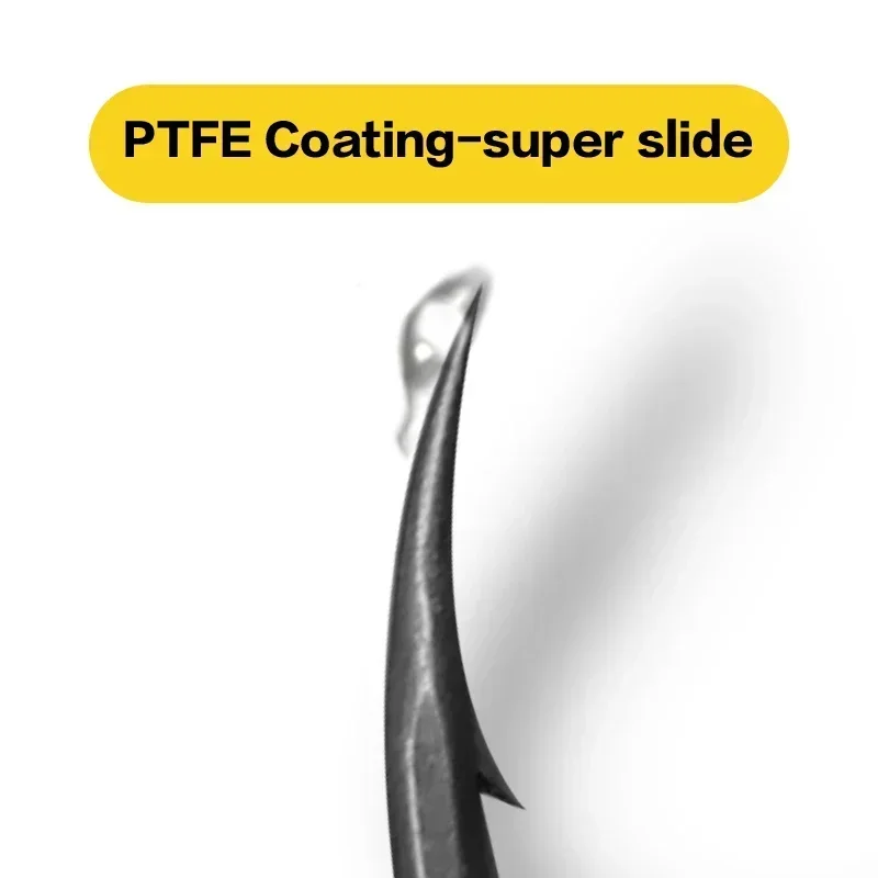 10pcs Carp Fishing Hook Curved Long Shank Beak Point PTFE Coating Micro Barbed Size 2/4/6/8 For Loop Hair Rig