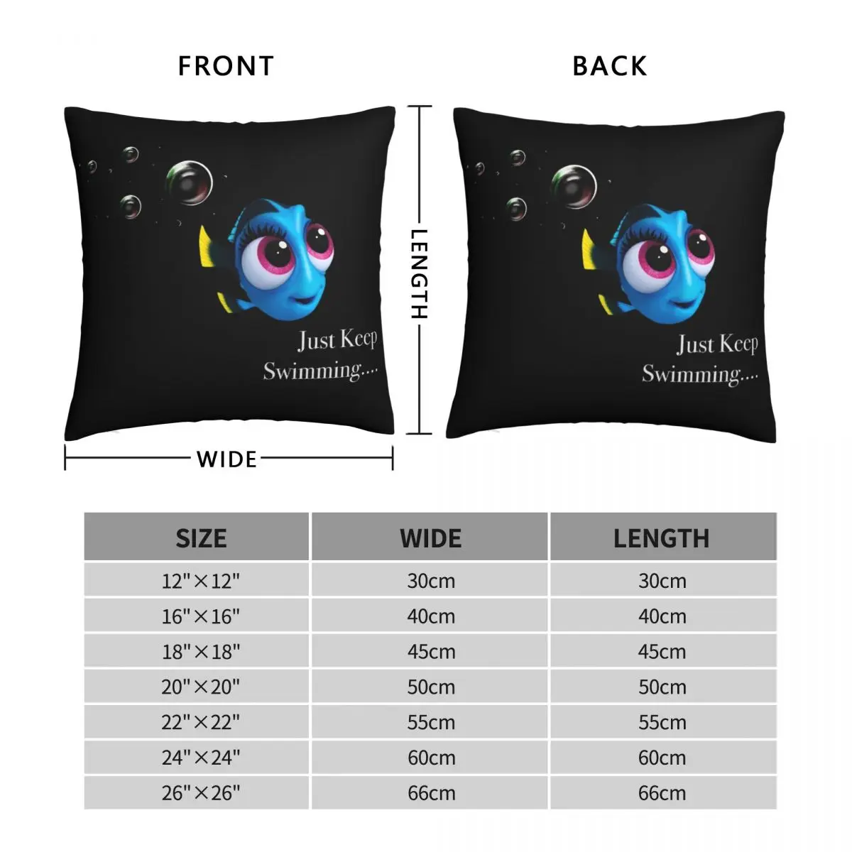 Dory Just Keep Swimming Square Pillowcase Polyester Linen Velvet Creative Zip Decorative Sofa Seater Cushion Cover 18