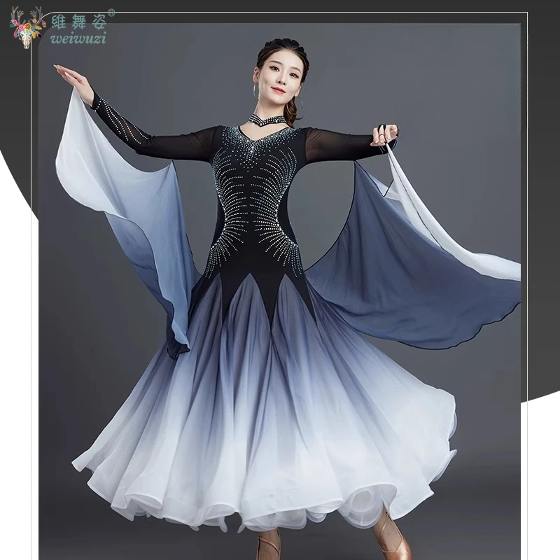 

Ballroom Dance Dresses Women Luxury AB Stones Sexy Big Swing Dress Dress Waltz Tango Foxtrot Performance Competition Costume