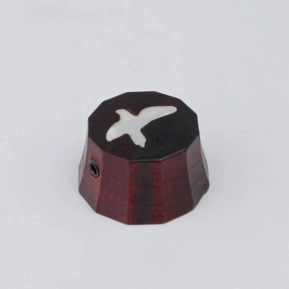 PRS Style Sandalwood Red/Ebony Potentiometer Knob  ,Surface Pattern Bird ,Bass Guitar